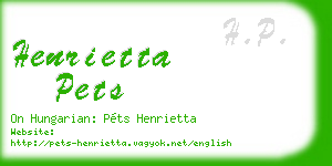 henrietta pets business card